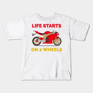 Life Starts on Two Wheels Kids T-Shirt